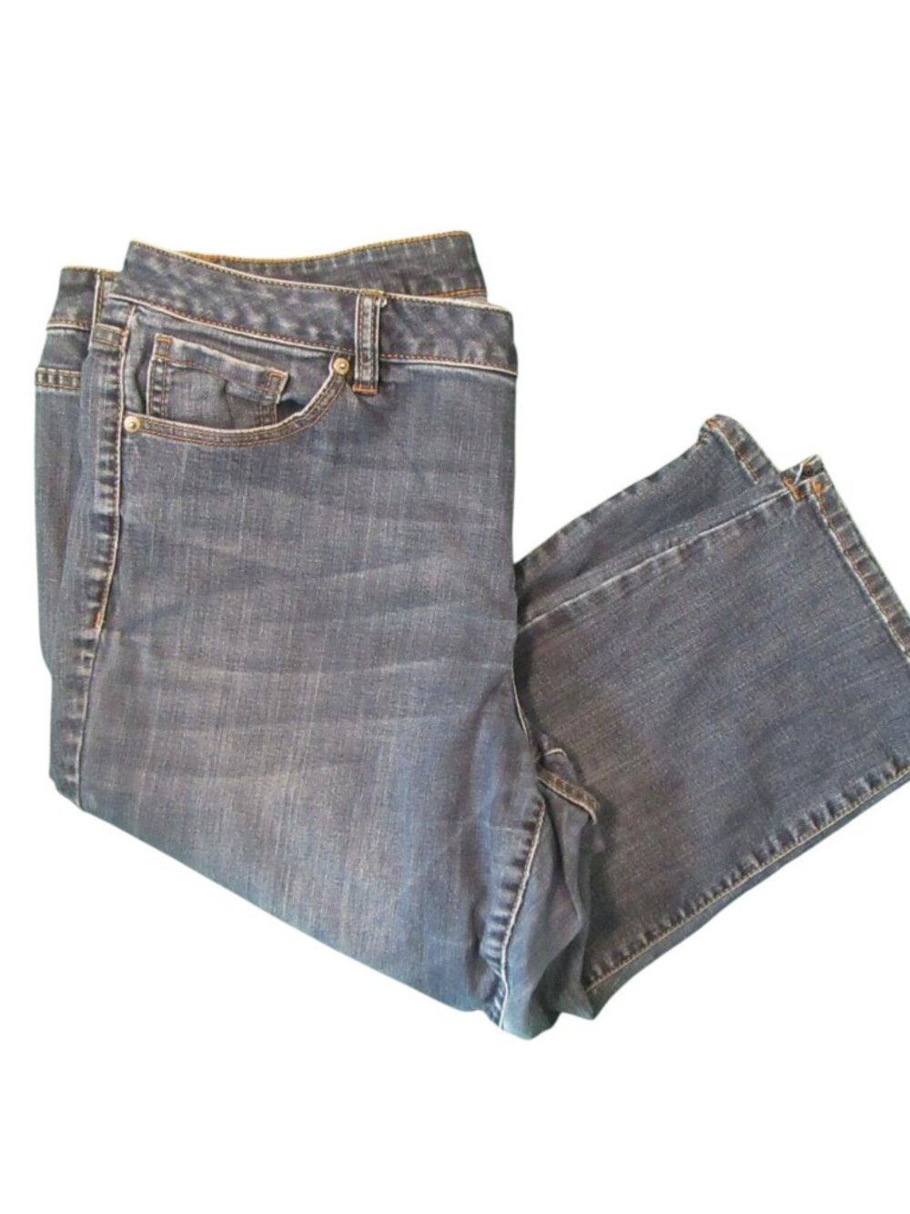 Venezia Lane Bryant Jeans Size 18 Blue Denim Bootcut Capri Crop Stretch Cotton